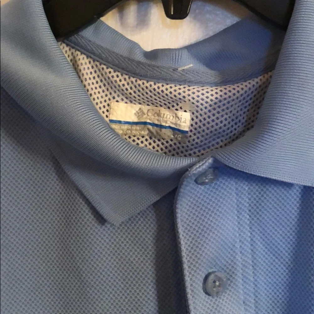 Columbia PFG Omni Shade Fishing Polo Shirt Men’s Large Light Blue - Picture 3 of 8